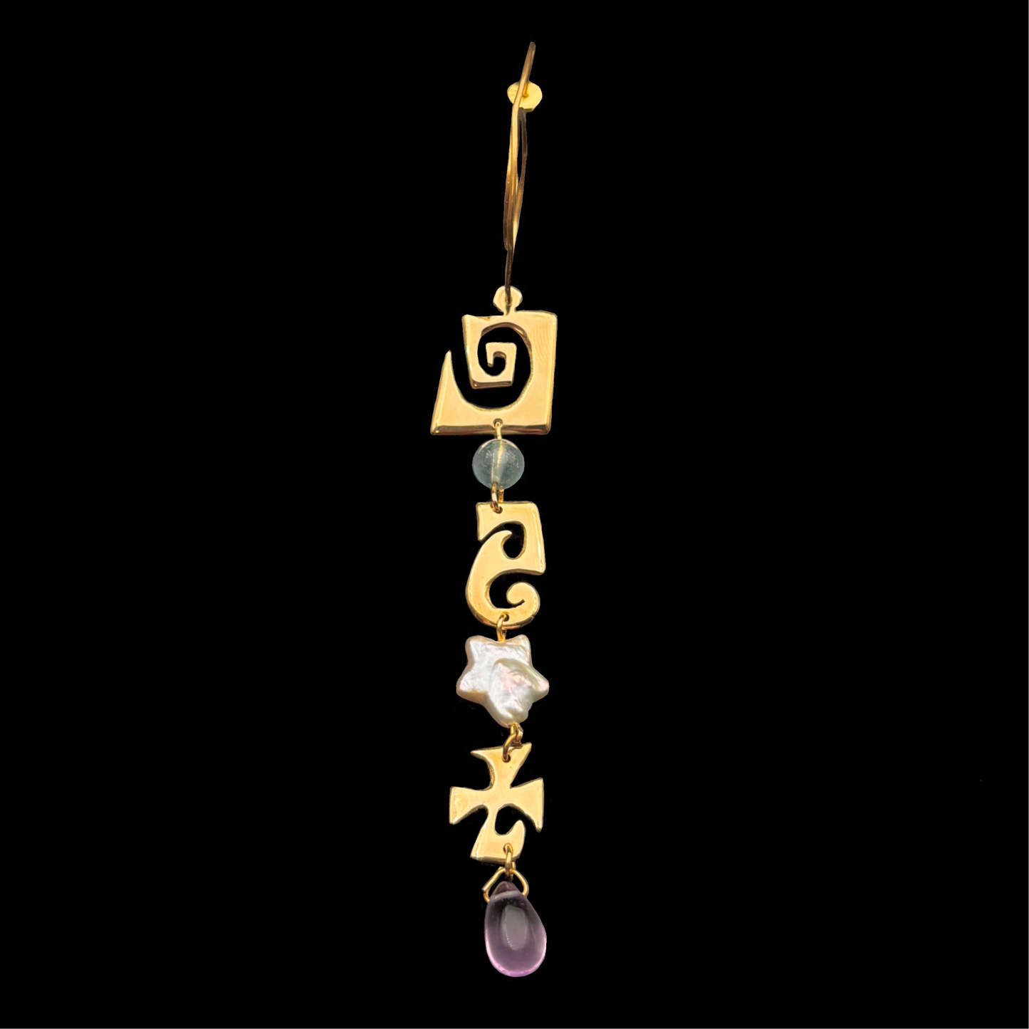 Single Spiral Hoop Long Beaded Earring