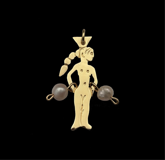 Girl Carrying Two Pearls Pendant