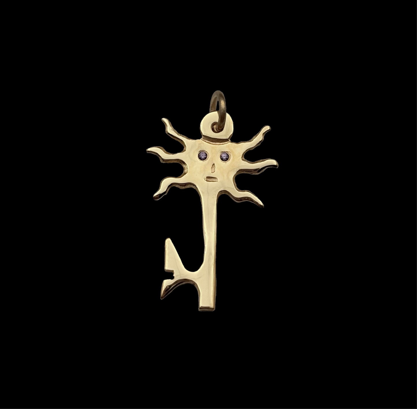 Sun Key with Gem Eyes Pendant