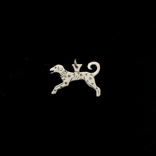 Silver Dog Pendant with Star Pattern