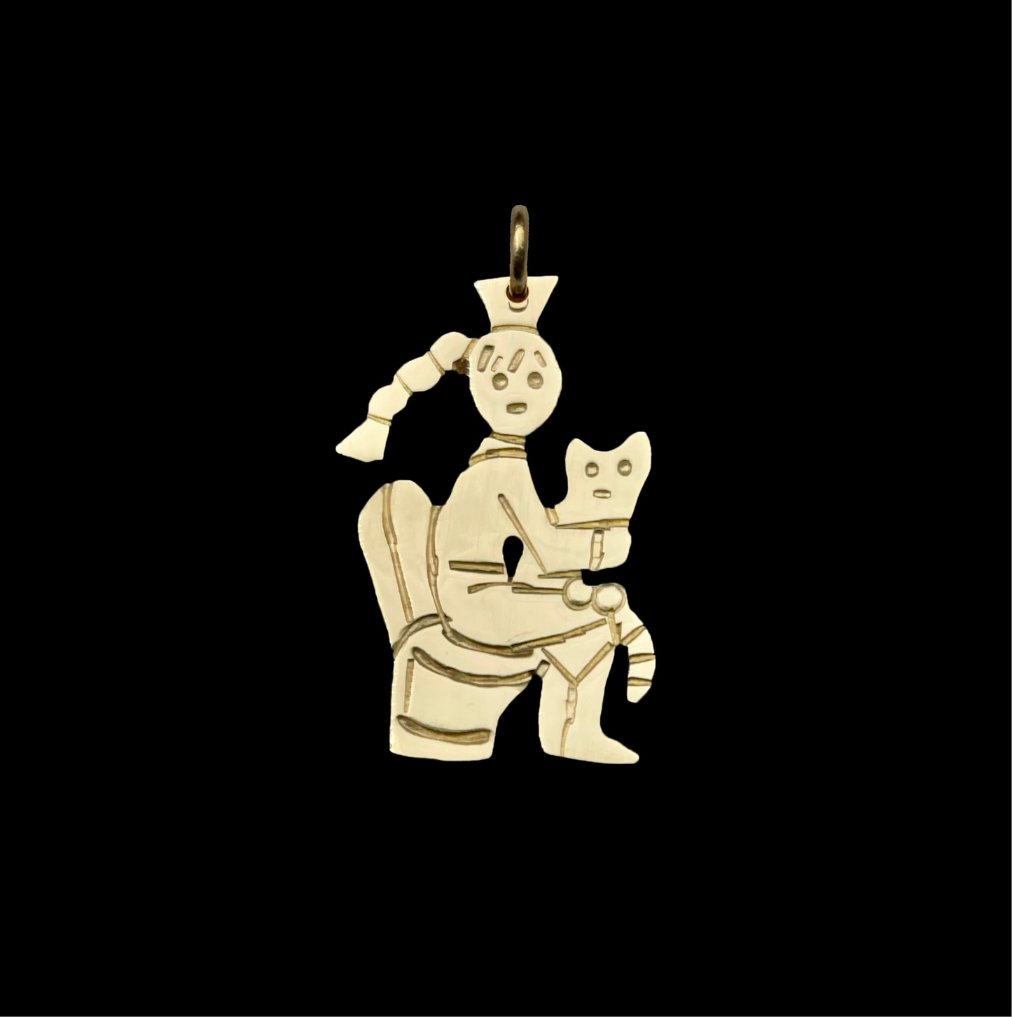 Toilet Girl with Cat Pendant