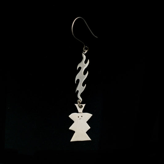 Silver Flame Totem Earring